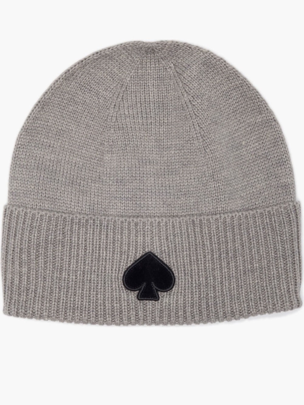 🔶3/$50🔸 kate spade NWT FlockedLight Heather Gray Knit Beanie w Spade Logo Patch